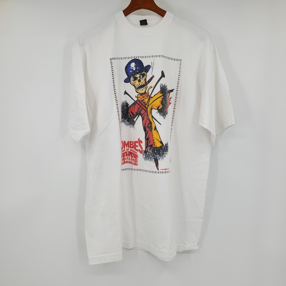 Vintage King Zombies House of Voodoo New Orleans T Shirt White 2XL 90s Skeleton